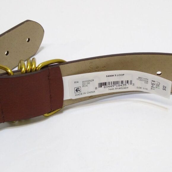 Time and Tru 5 Loop Belt Women's S/M Brown Faux Leather Wear With Anything NWT - Picture 3 of 4